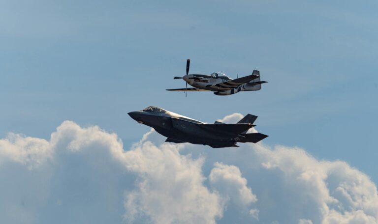 F-35 Jet Flying against Blue Sky